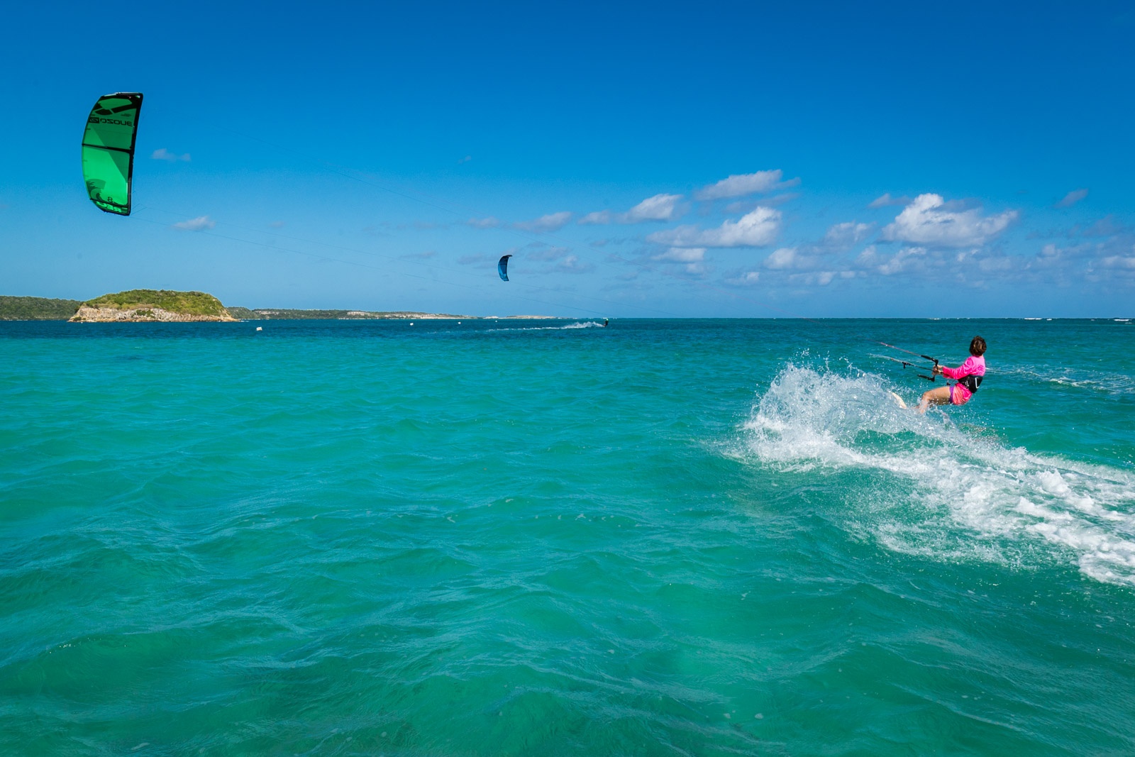 irene is kitesurfing in antigua