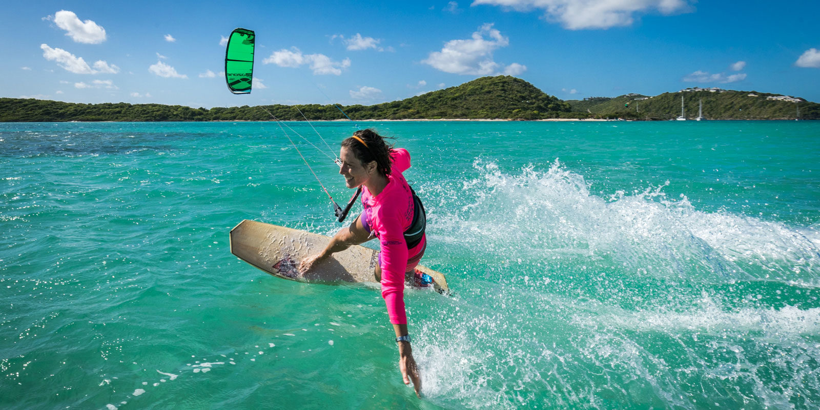 kitesurfing at green island in Antigua